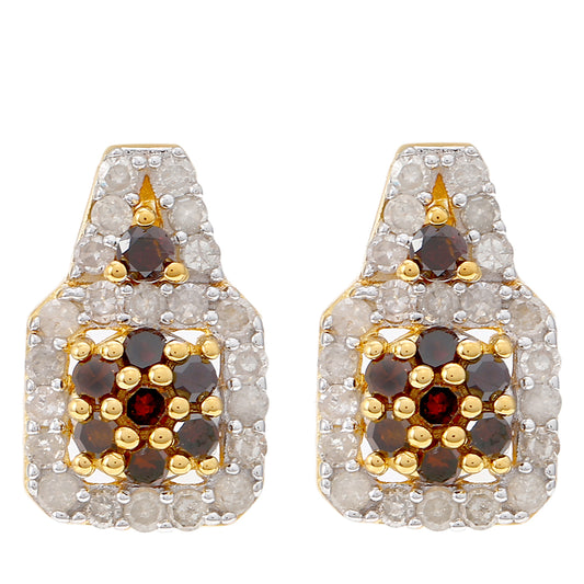Goldplattierte Silberohrringe mit rotem Diamant