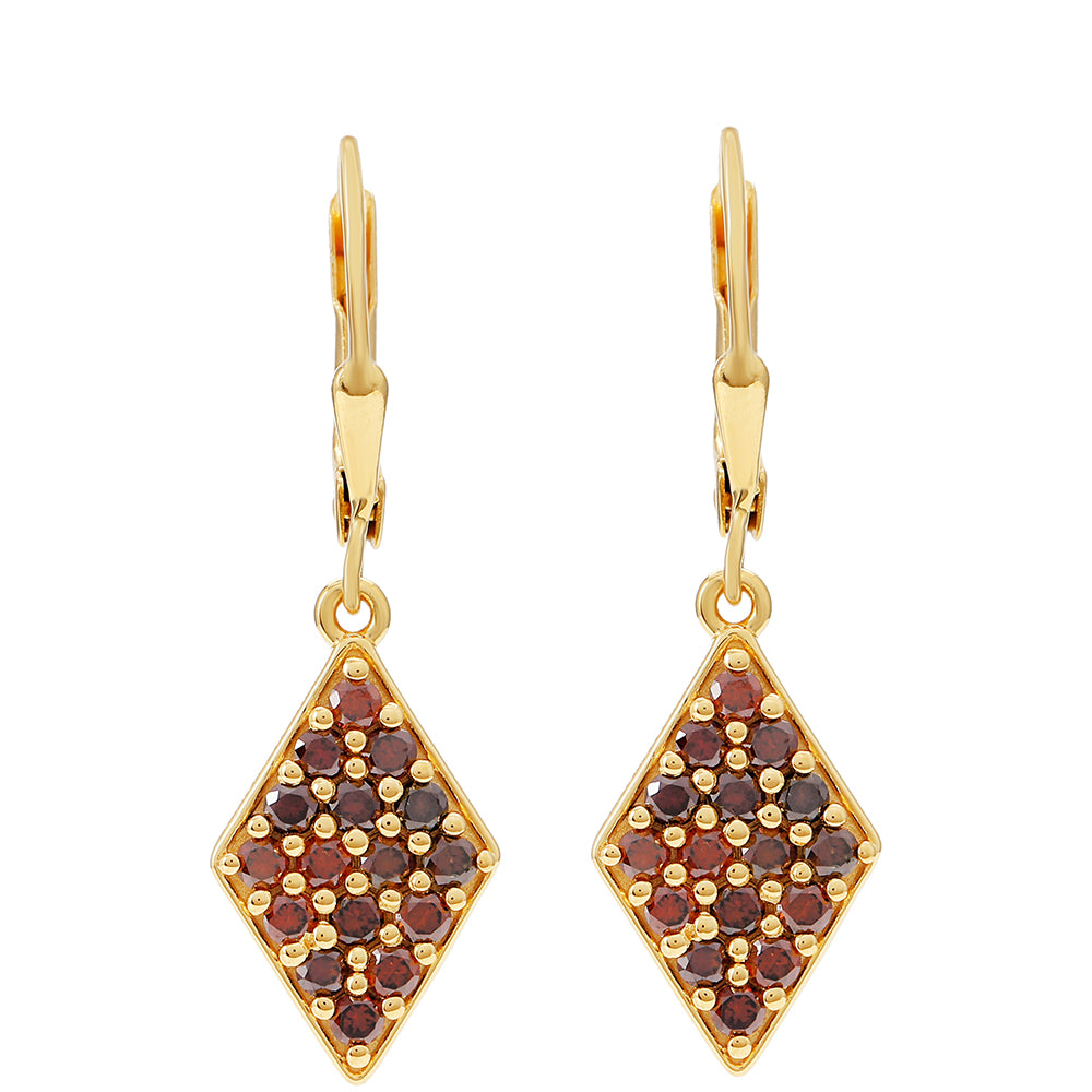 Goldplattierte Silberohrringe mit rotem Diamant 1 