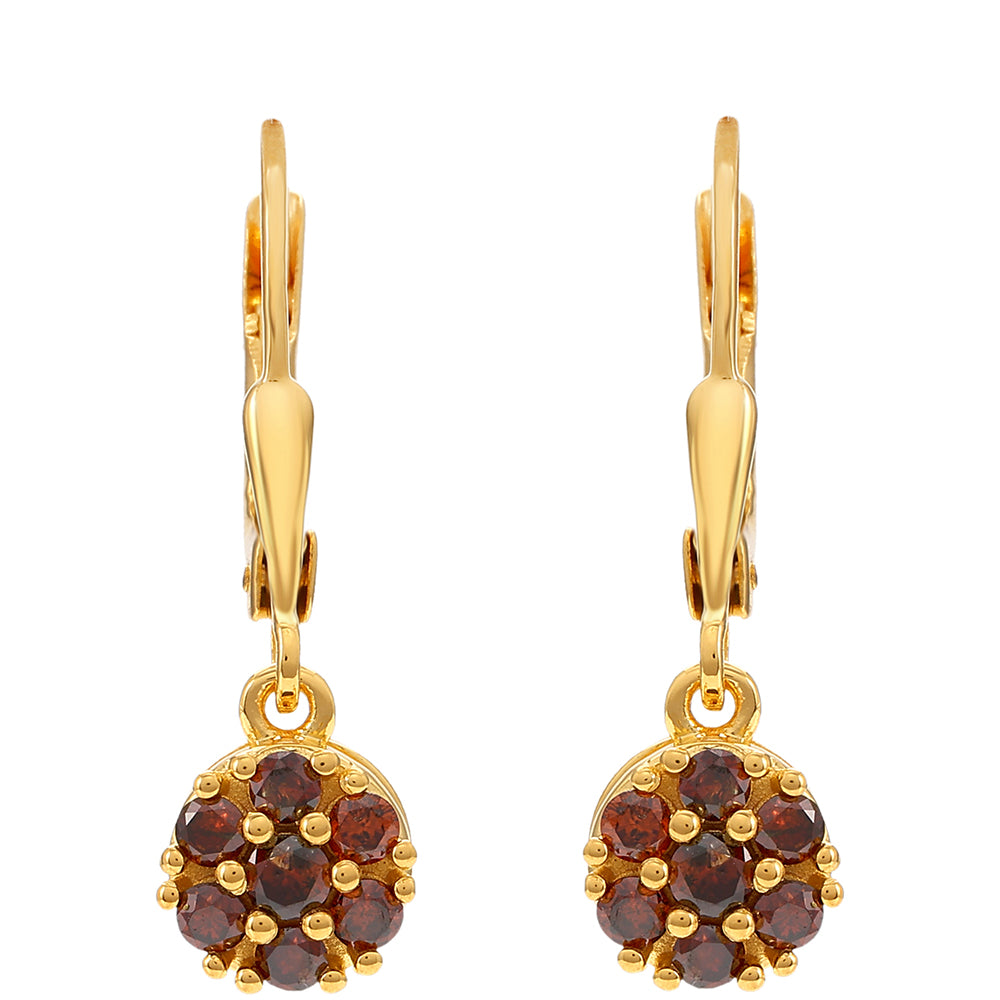 Goldplattierte Silberohrringe mit rotem Diamant 1 