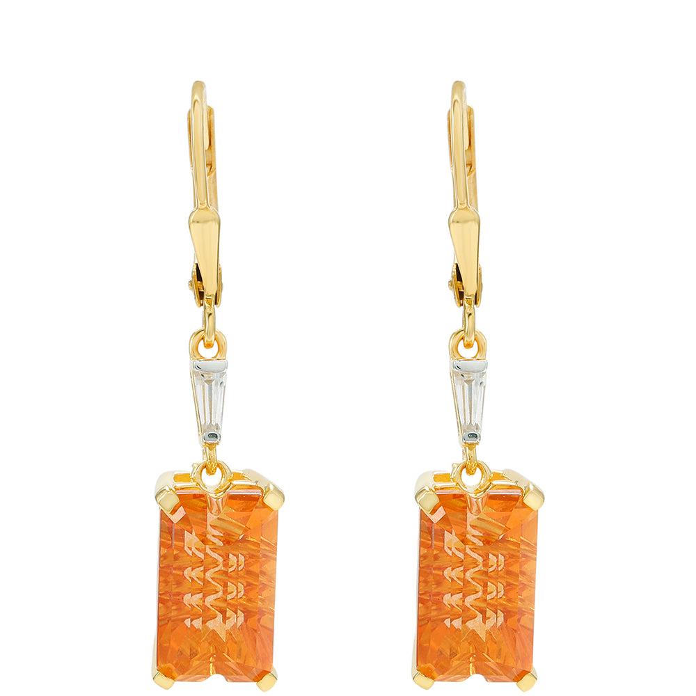 Goldplattierte Silberohrringe mit Padparadscha Quarz und natürlichem Zirkon 1 