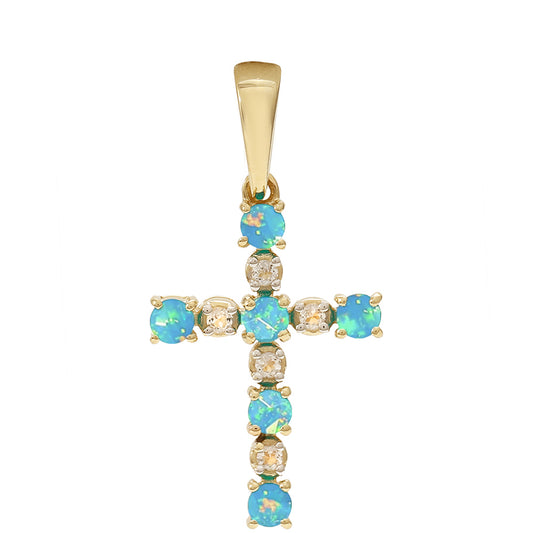 Goldanhänger mit äthiopischem Paraiba-Blauopal und weißem Topas