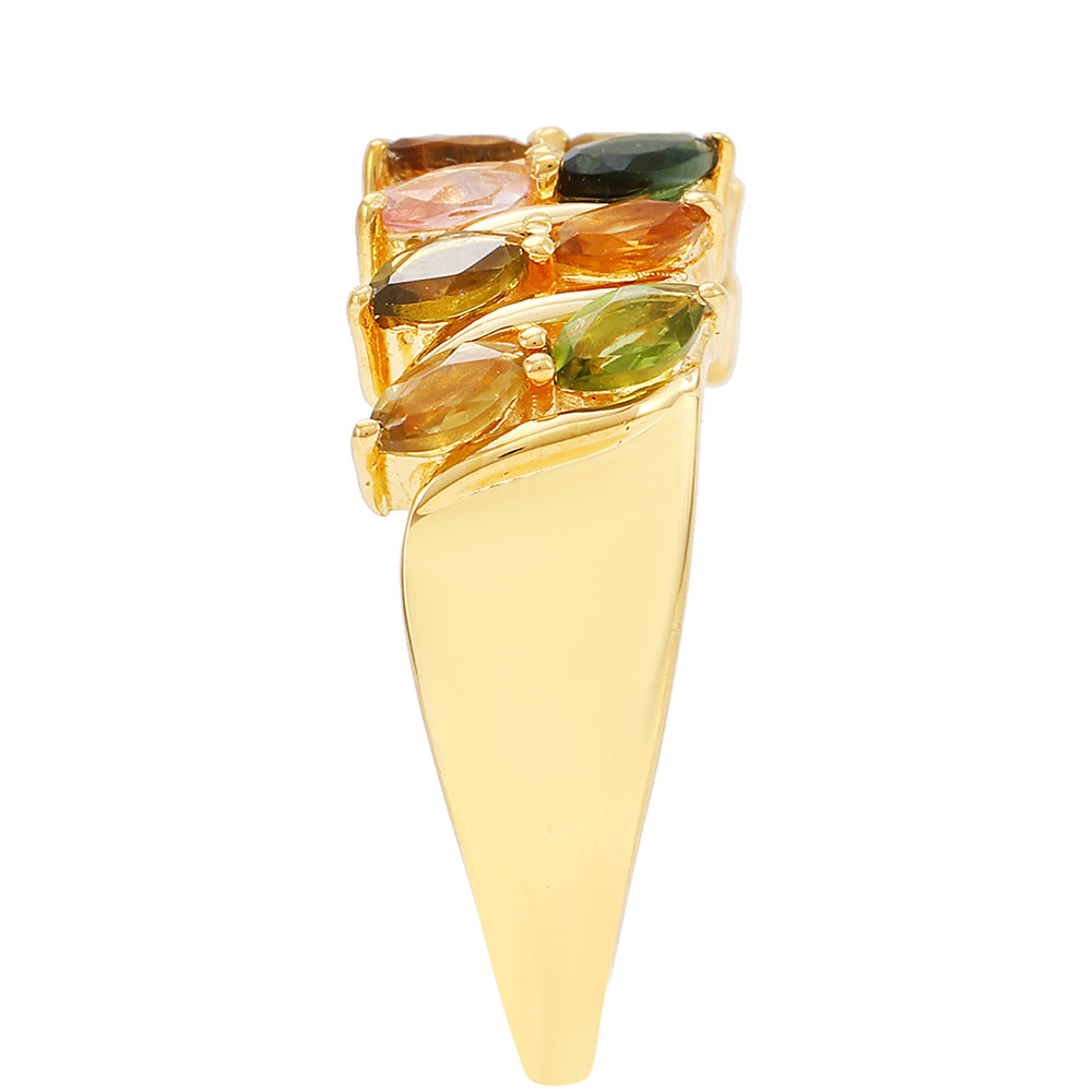Goldplattierter Silberring mit regenbogenfarbenem Turmalin aus Pelmadulla 3 