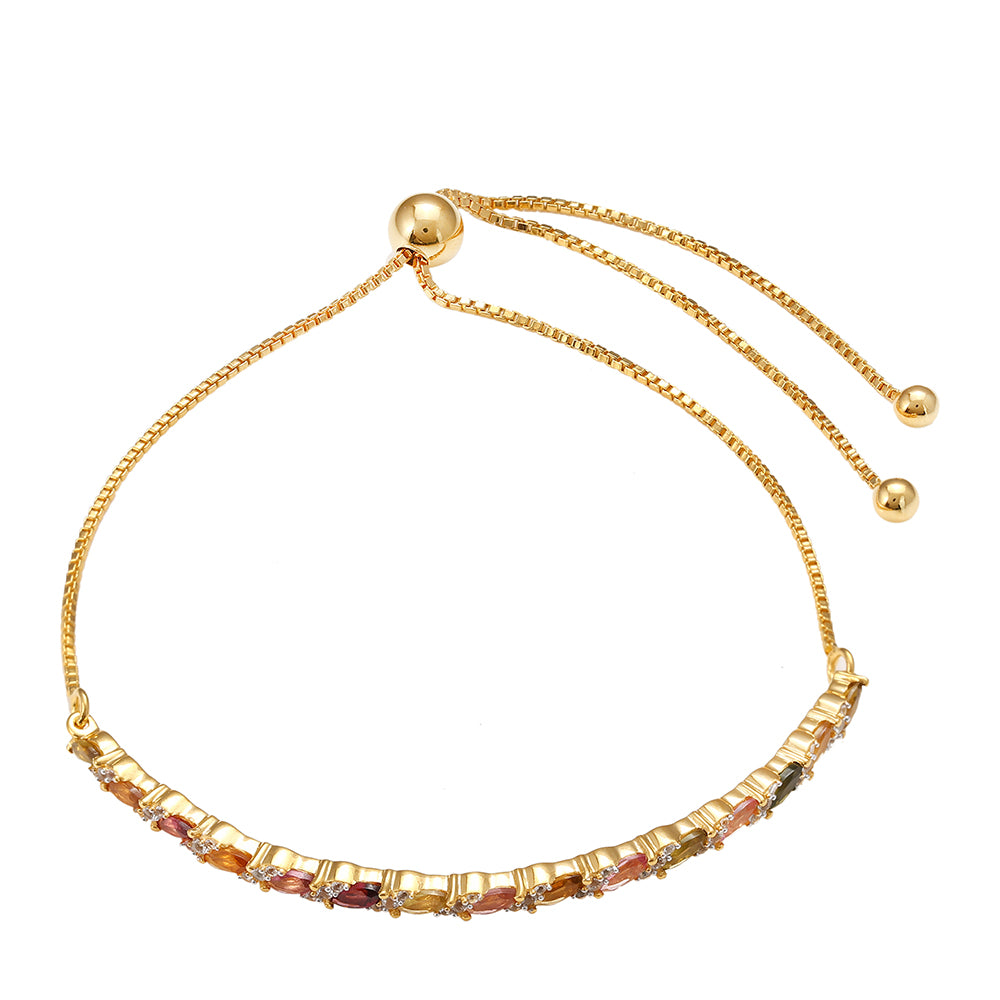 Goldplattiertes Silberarmband mit regenbogenfarbenem Turmalin aus Pelmadulla und weißem Topas 2 