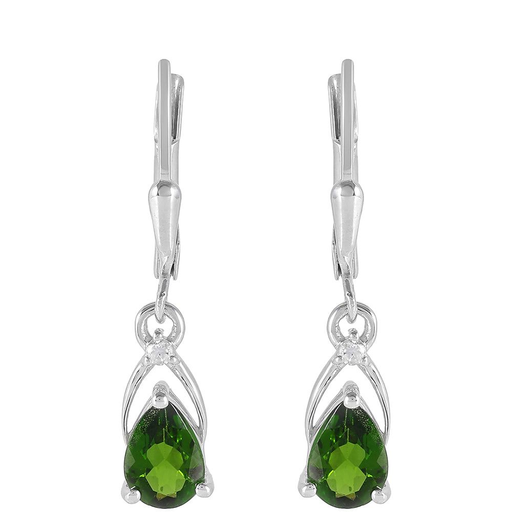Silberohrringe mit Chromdiopsid und weißem Topas
