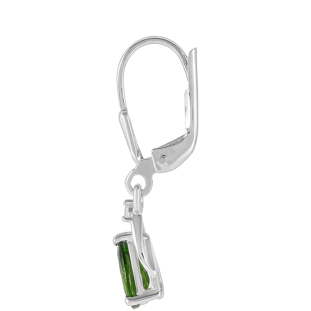 Silberohrringe mit Chromdiopsid und weißem Topas 2 