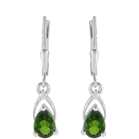 Silberohrringe mit Chromdiopsid und weißem Topas