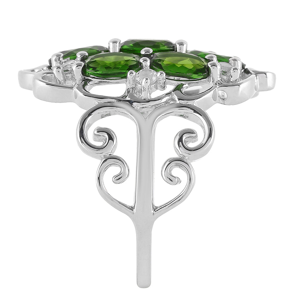 Silberring mit Chromdiopsid und weißem Topas 3 