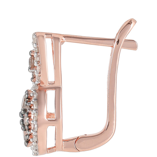 Rosevergoldete Silberohrringe mit Champagner-Diamant