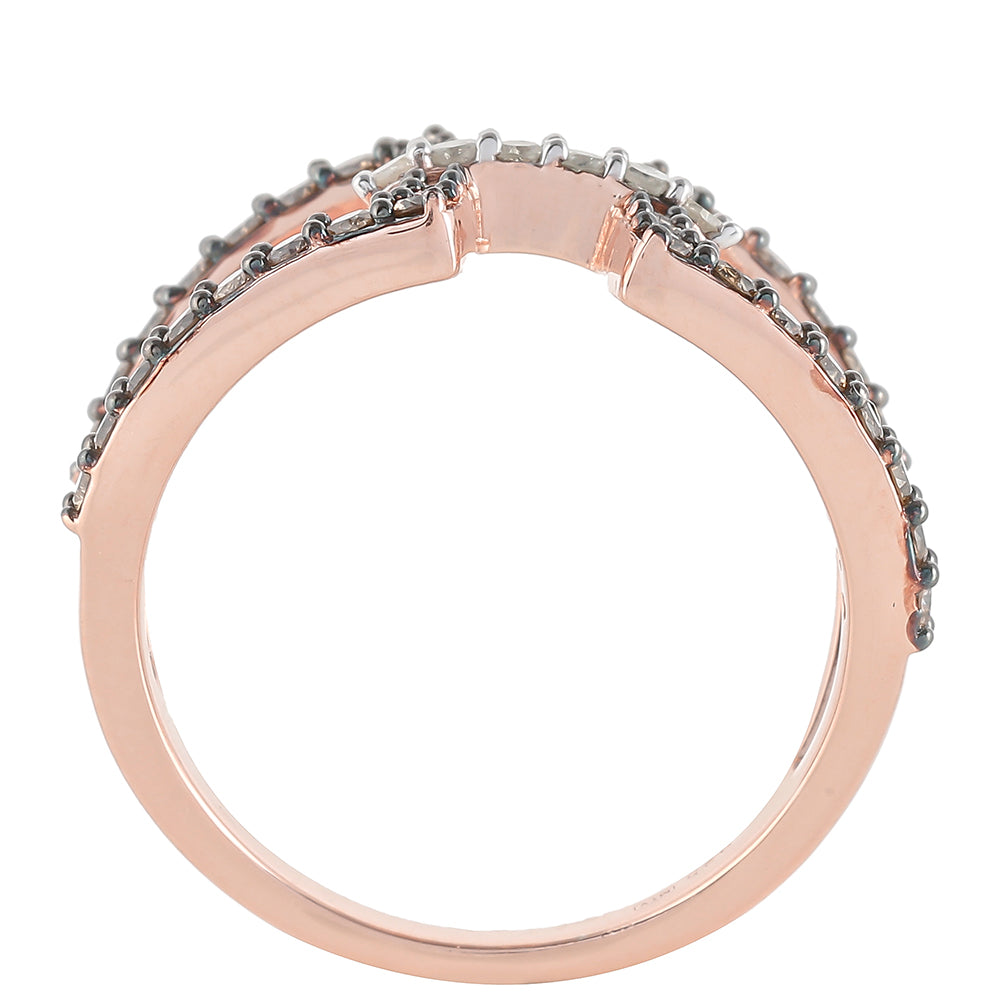 Rosevergoldeter Silberring mit Champagner-Diamant und weißem Diamant 4 