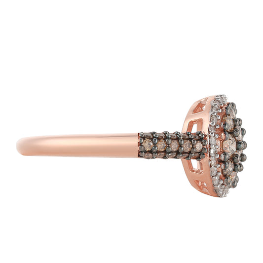 Rosevergoldeter Silberring mit Champagner-Diamant