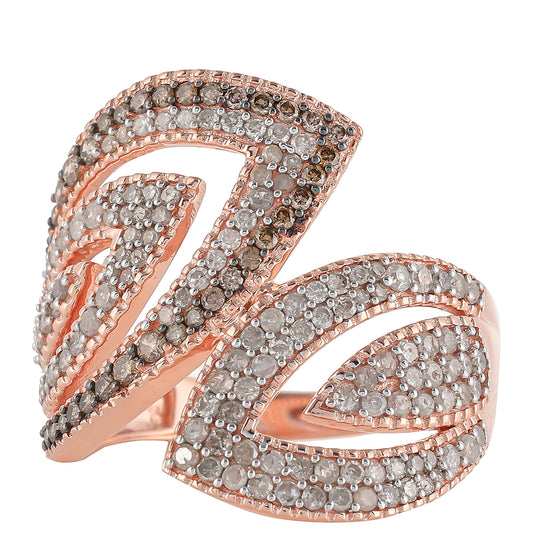 Rosevergoldeter Silberring mit Champagner-Diamant