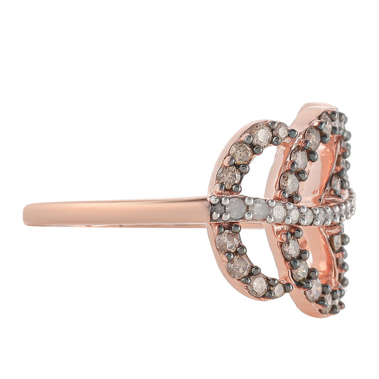 Rosevergoldeter Silberring mit Champagner-Diamant