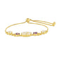 Goldplattiertes Silberarmband mit Regenbogenmondstein und brasilianischem Amethyst