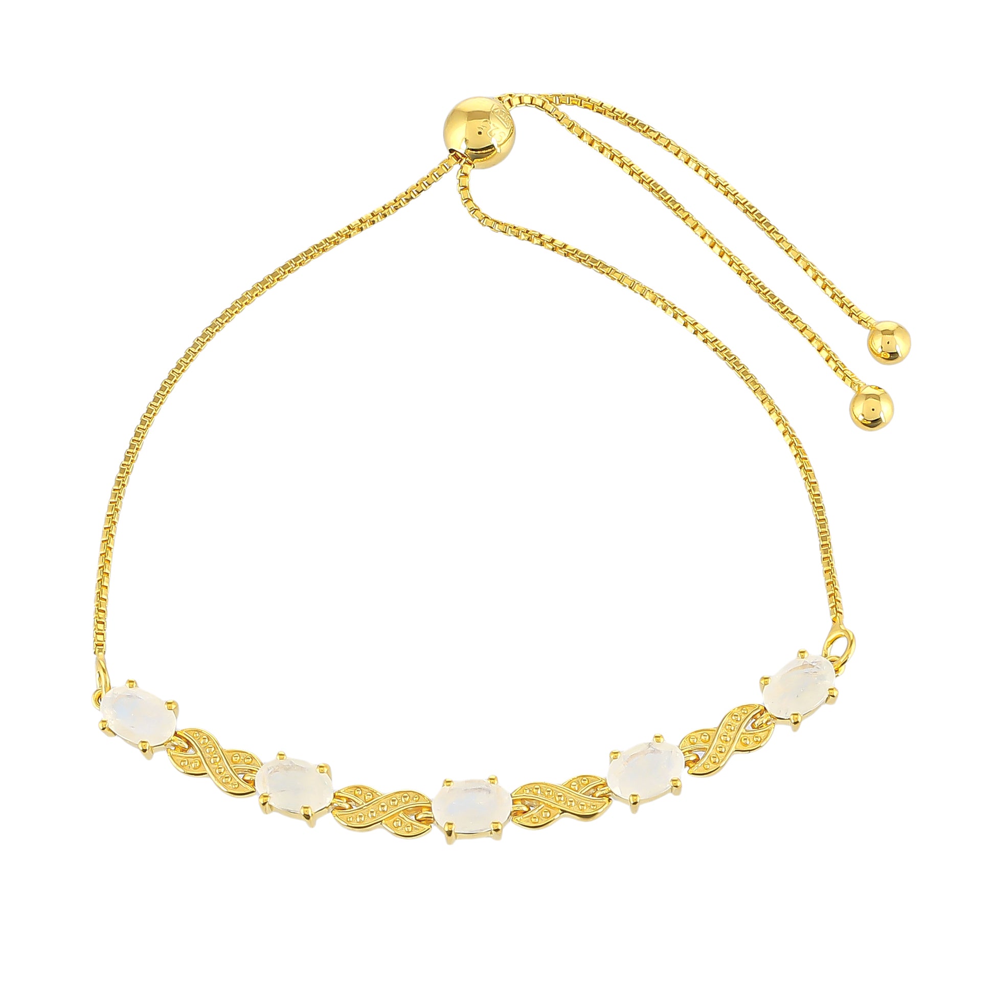 Goldplattiertes Silberarmband mit Regenbogenmondstein 1 