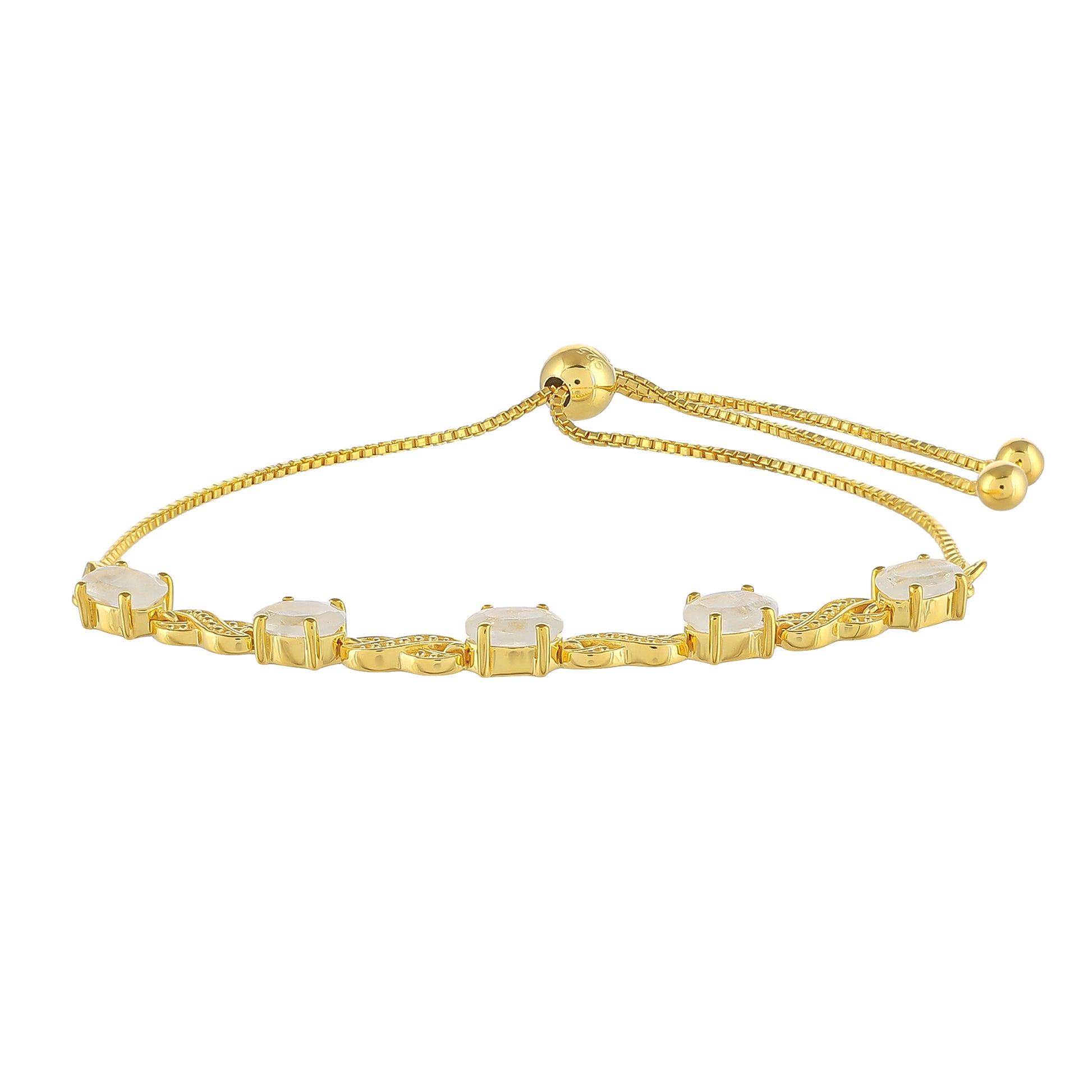 Goldplattiertes Silberarmband mit Regenbogenmondstein 2 