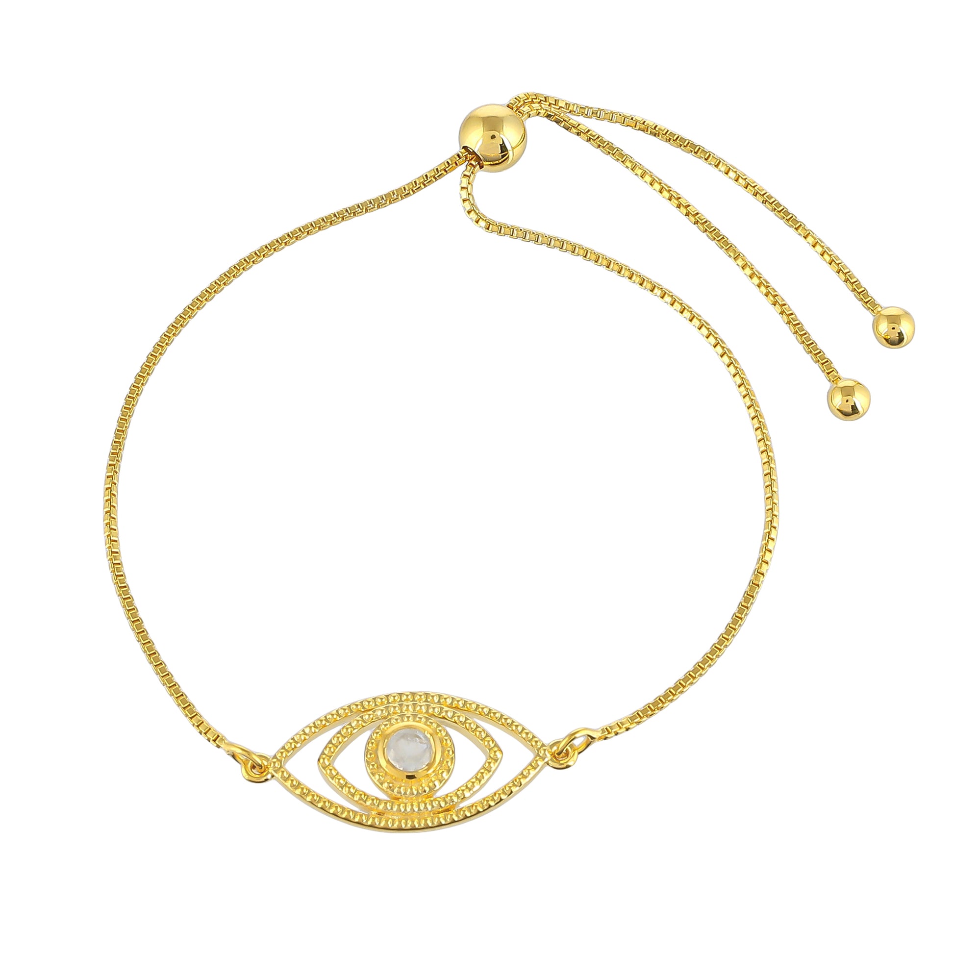 Goldplattiertes Silberarmband mit Regenbogenmondstein 1 