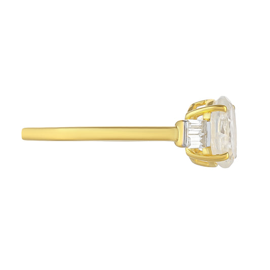 Goldplattierter Silberring mit Regenbogenmondstein und weißem Topas