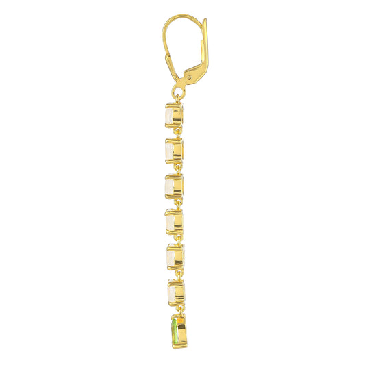 Goldplattierte Silberohrringe mit Regenbogenmondstein und Peridot
