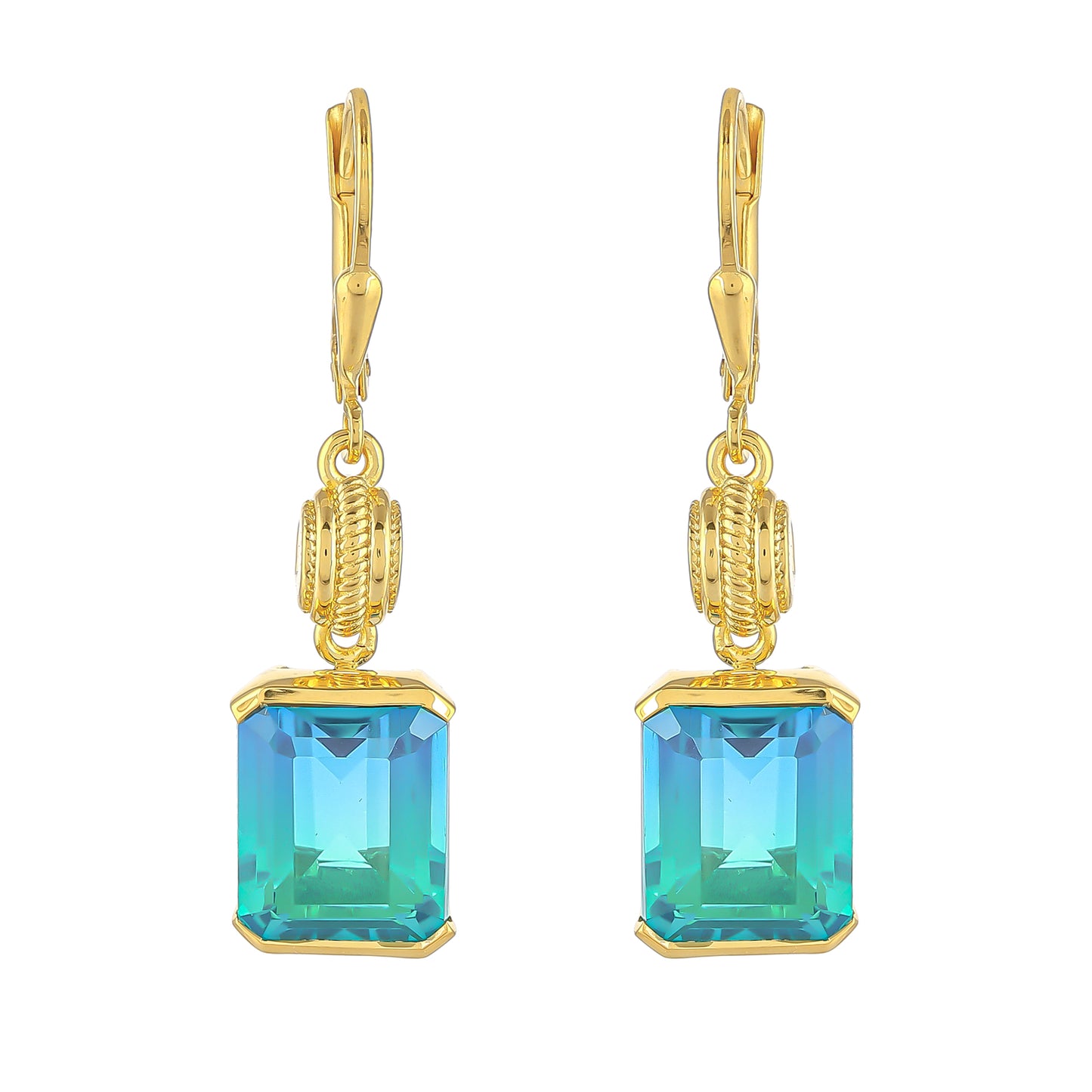 Goldplattierte Silberohrringe mit Pfauenquarz