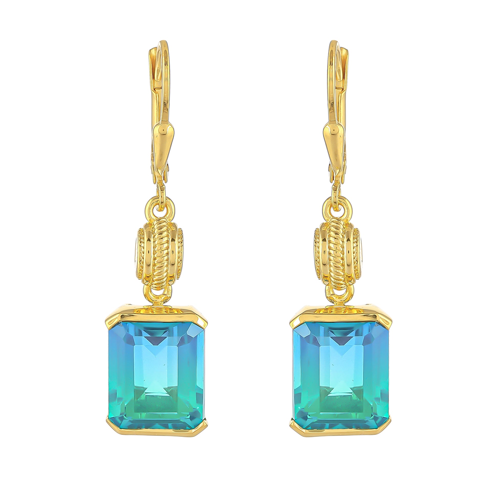 Goldplattierte Silberohrringe mit Pfauenquarz 1 