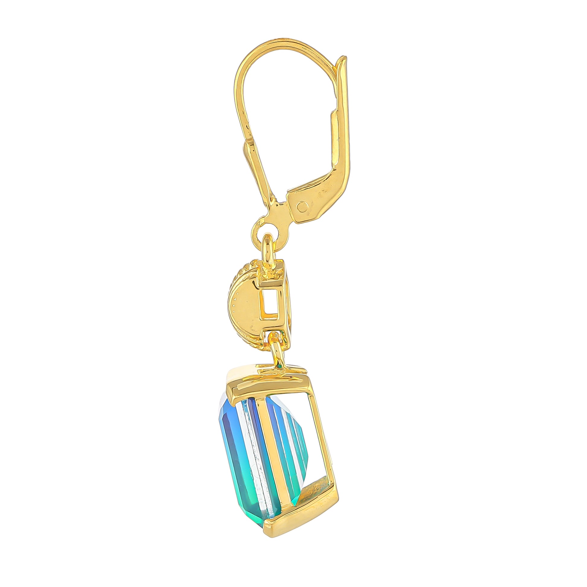 Goldplattierte Silberohrringe mit Pfauenquarz 2 