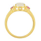 Goldplattierter Silberring mit Regenbogenmondstein und Thai Rubin