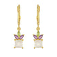 Goldplattierte Silberohrringe mit Regenbogenmondstein und brasilianischem Amethyst