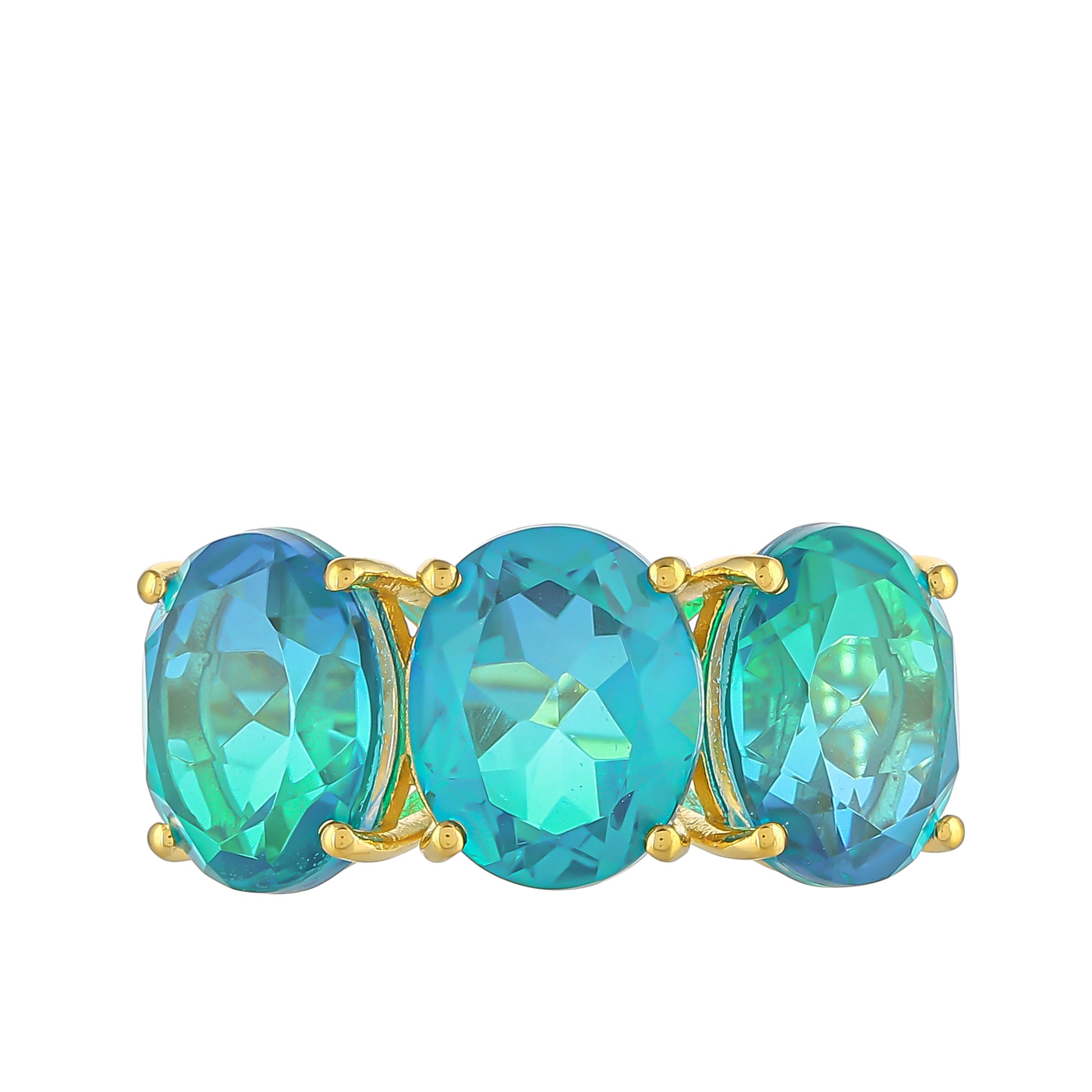 Goldplattierter Silberring mit Pfauenquarz 1 