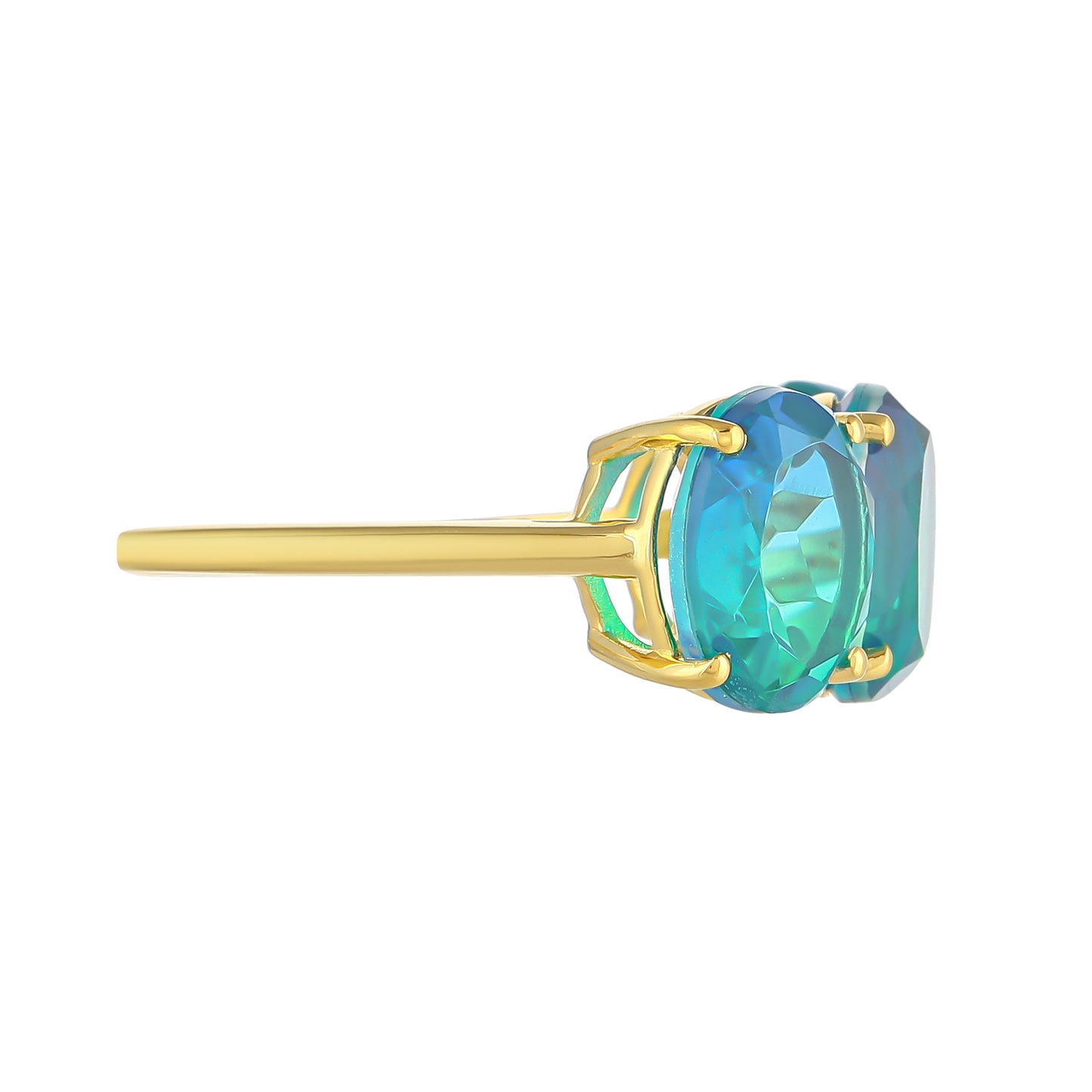 Goldplattierter Silberring mit Pfauenquarz