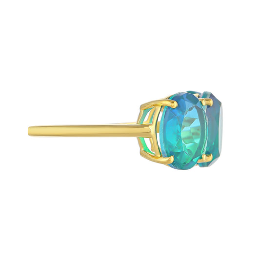 Goldplattierter Silberring mit Pfauenquarz