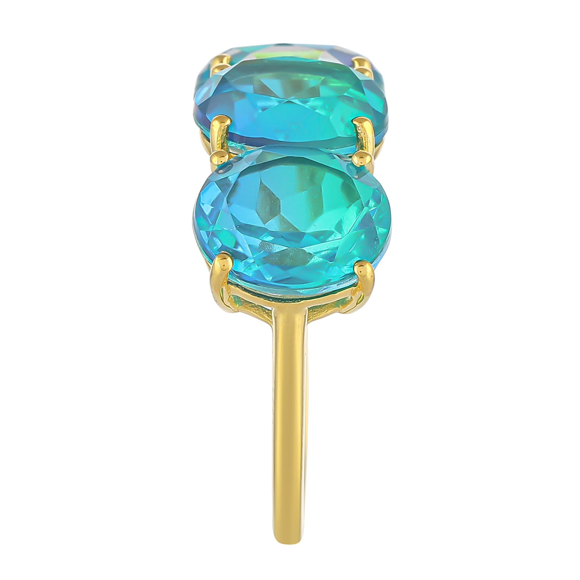 Goldplattierter Silberring mit Pfauenquarz 3 