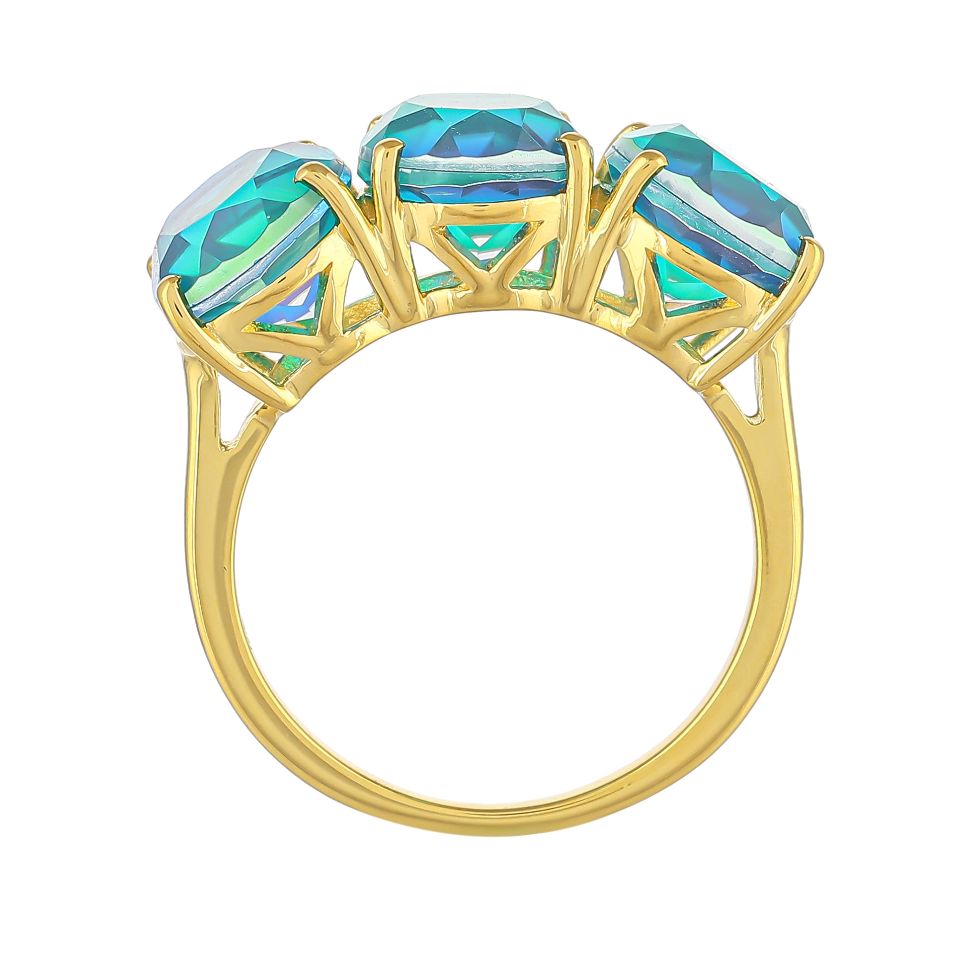 Goldplattierter Silberring mit Pfauenquarz 4 