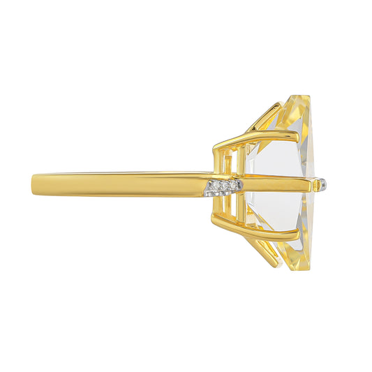 Goldplattierter Silberring mit amerikanischem Feueropal und weißem Diamant