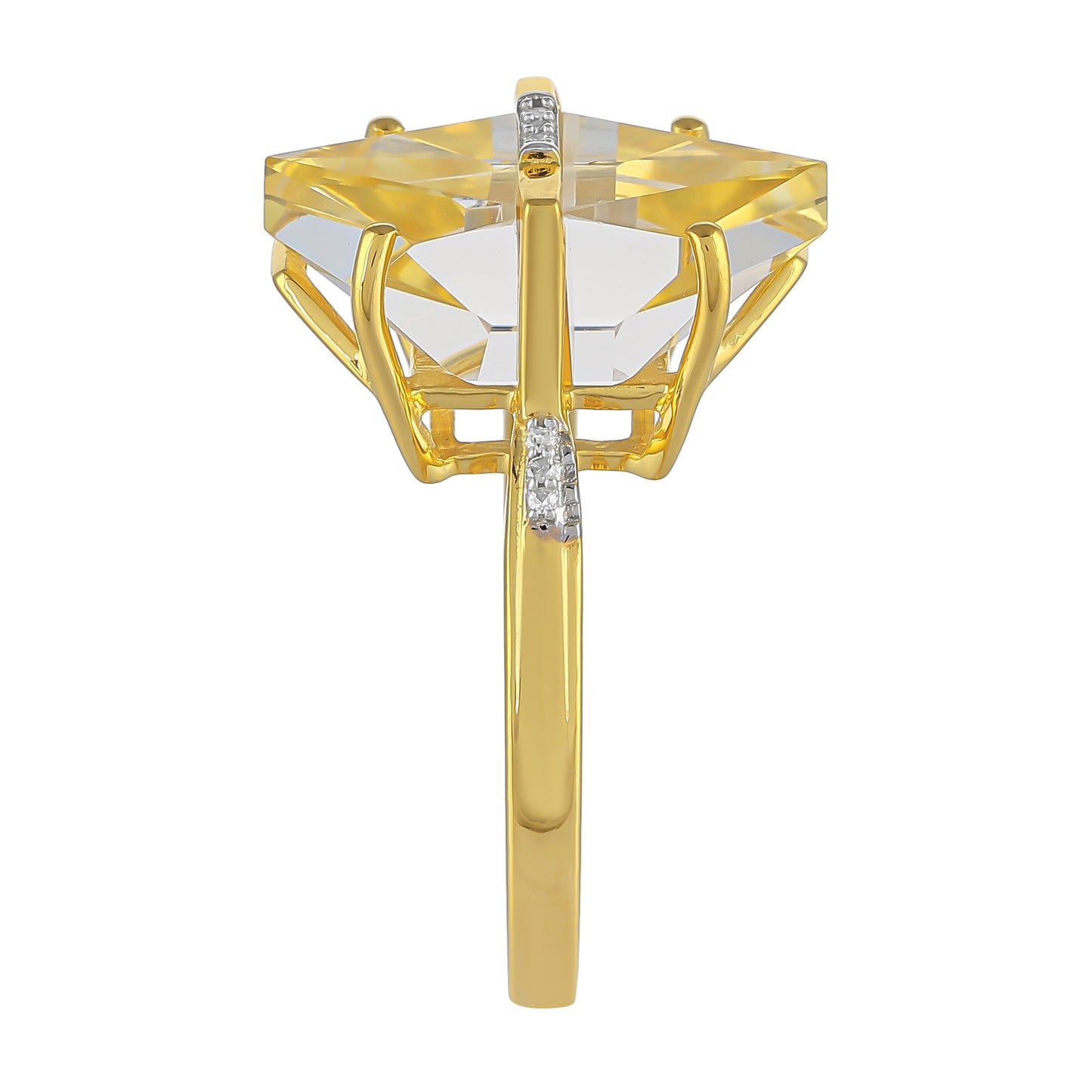 Goldplattierter Silberring mit amerikanischem Feueropal und weißem Diamant