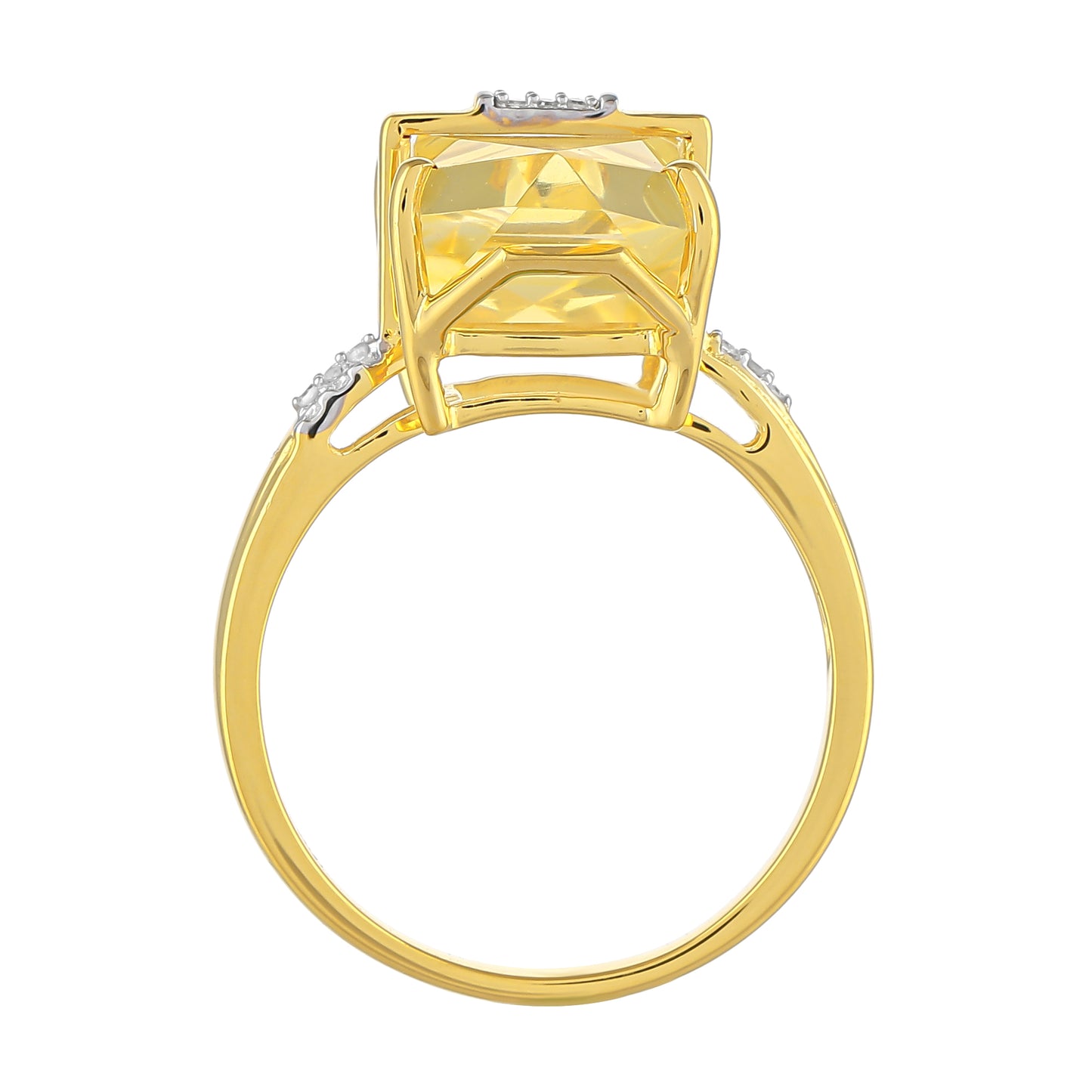 Goldplattierter Silberring mit amerikanischem Feueropal und weißem Diamant