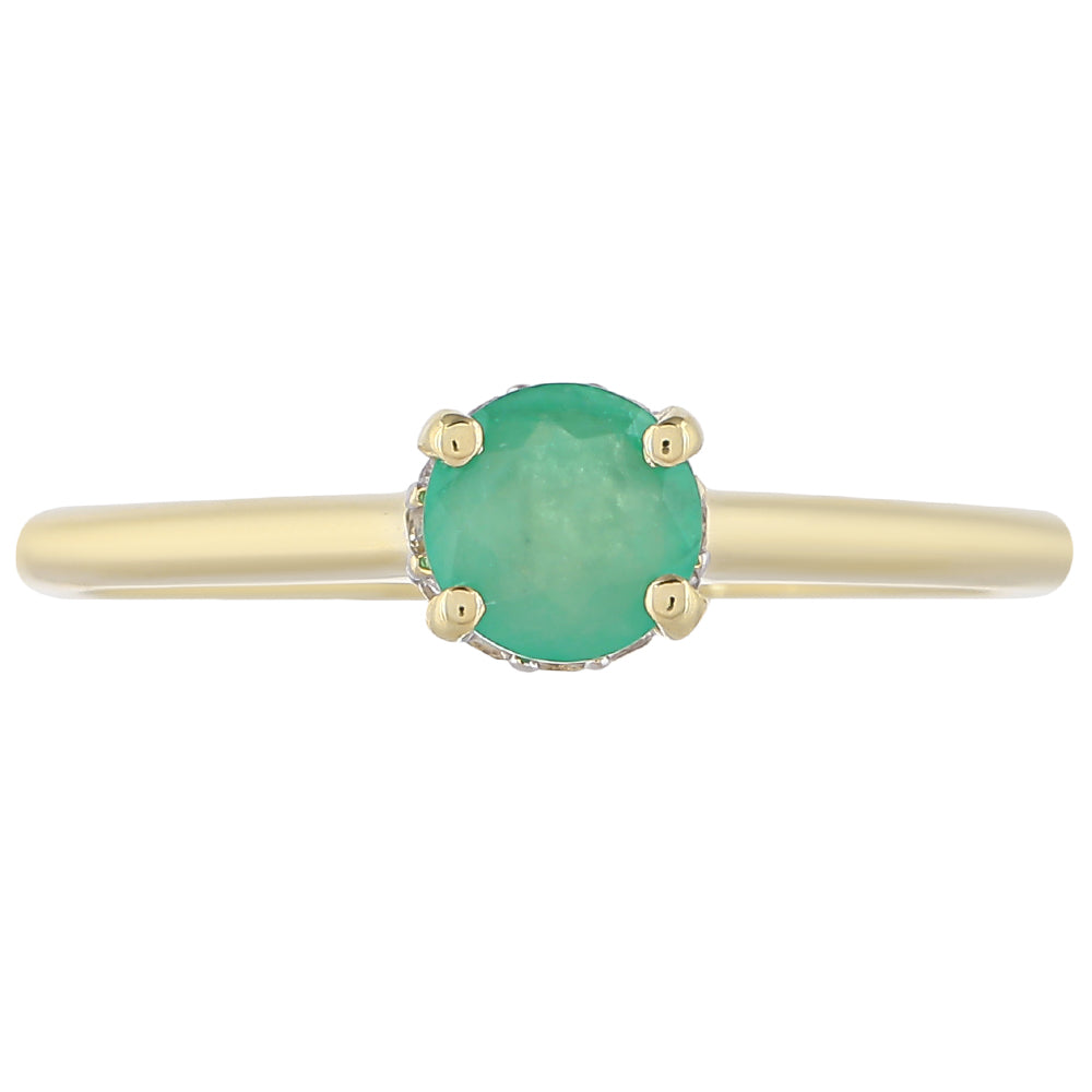 Goldring mit brasilianischem Smaragd und weißem Topas 1 