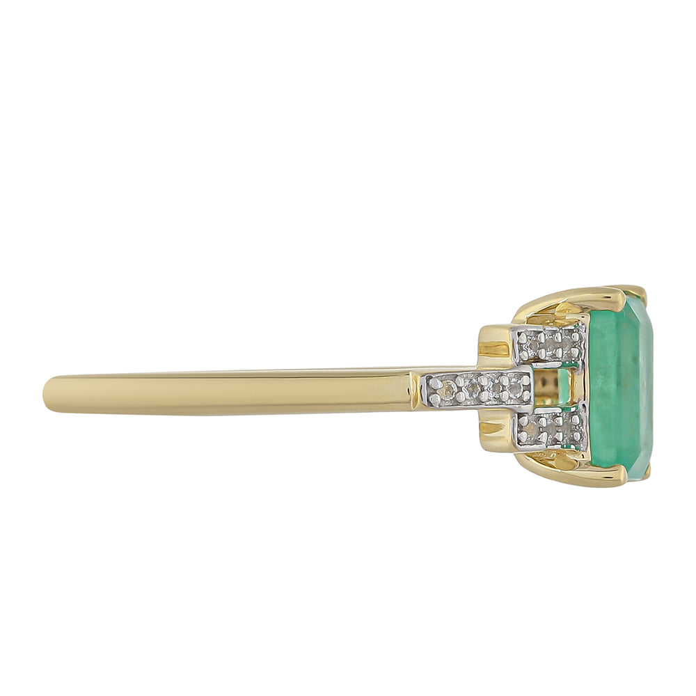 Goldring mit brasilianischem Smaragd und weißem Topas 2 