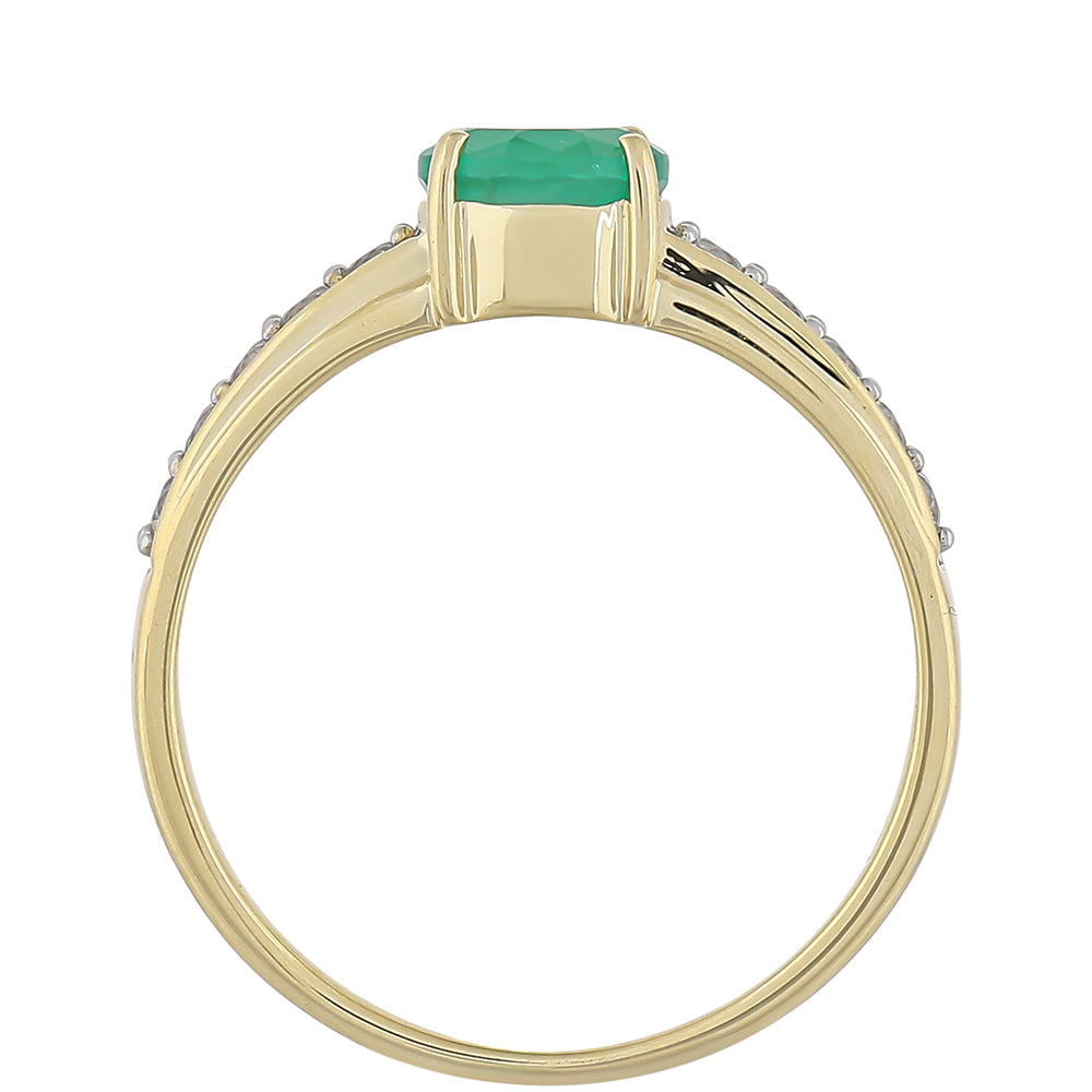 Goldring mit brasilianischem Smaragd und weißem Topas 4 