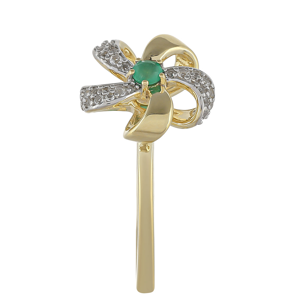 Goldring mit brasilianischem Smaragd und weißem Topas 2 