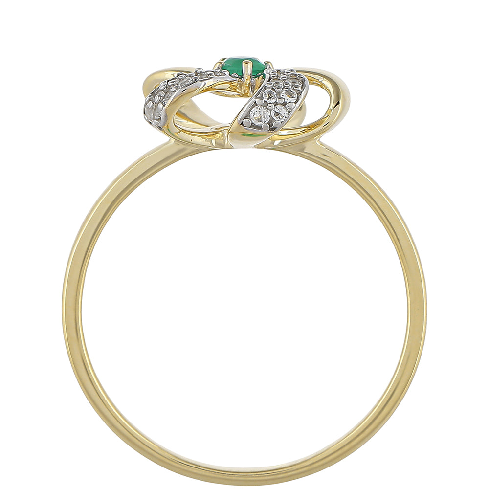 Goldring mit brasilianischem Smaragd und weißem Topas 3 