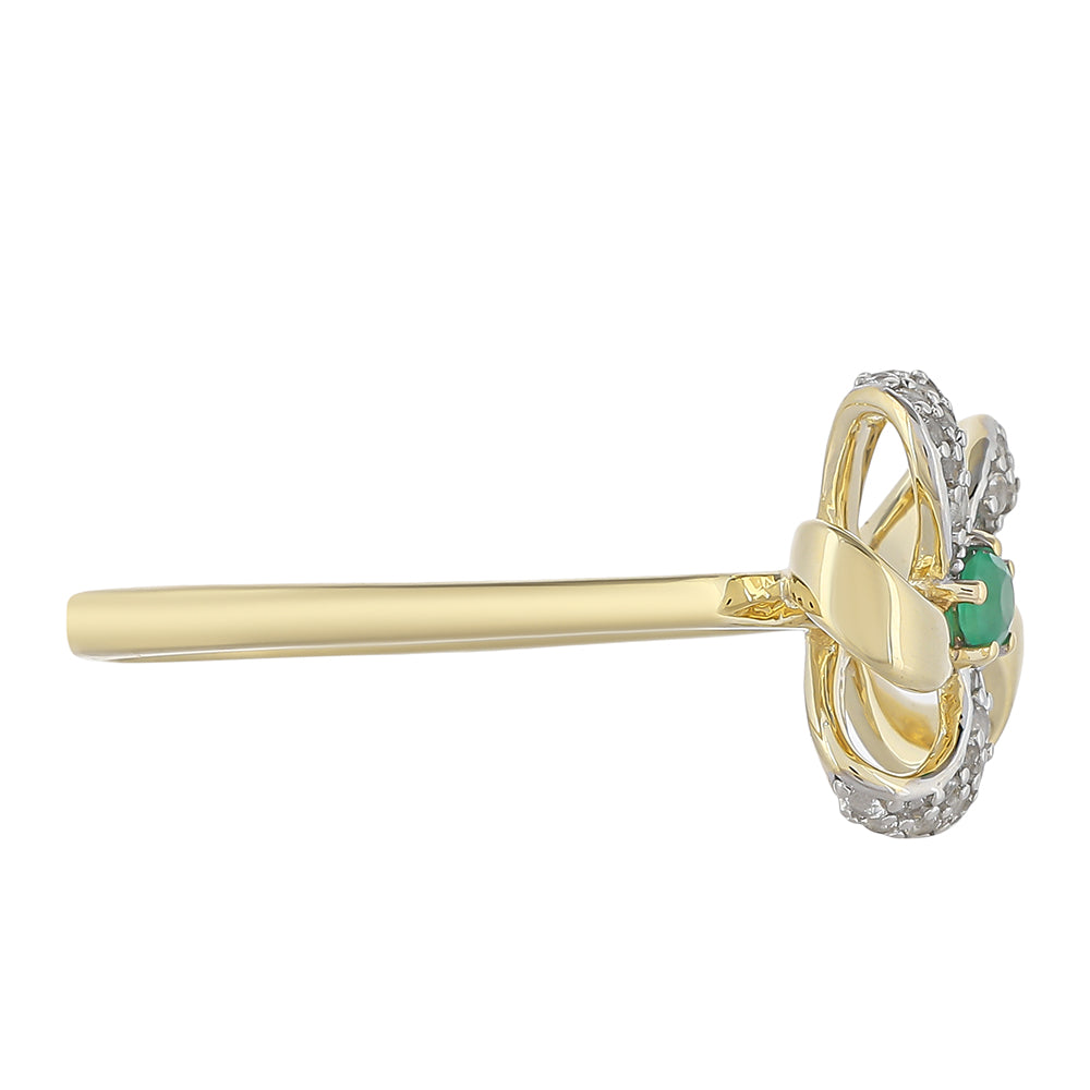 Goldring mit brasilianischem Smaragd und weißem Topas