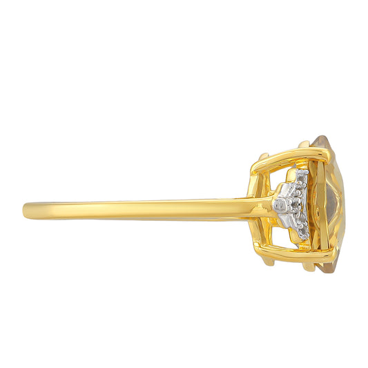 Goldplattierter Silberring mit Tansanit und Champagnerquarz