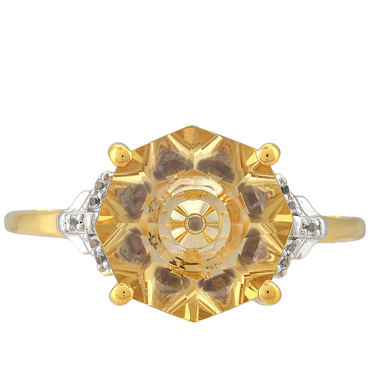 Goldplattierter Silberring mit Tansanit und Champagnerquarz