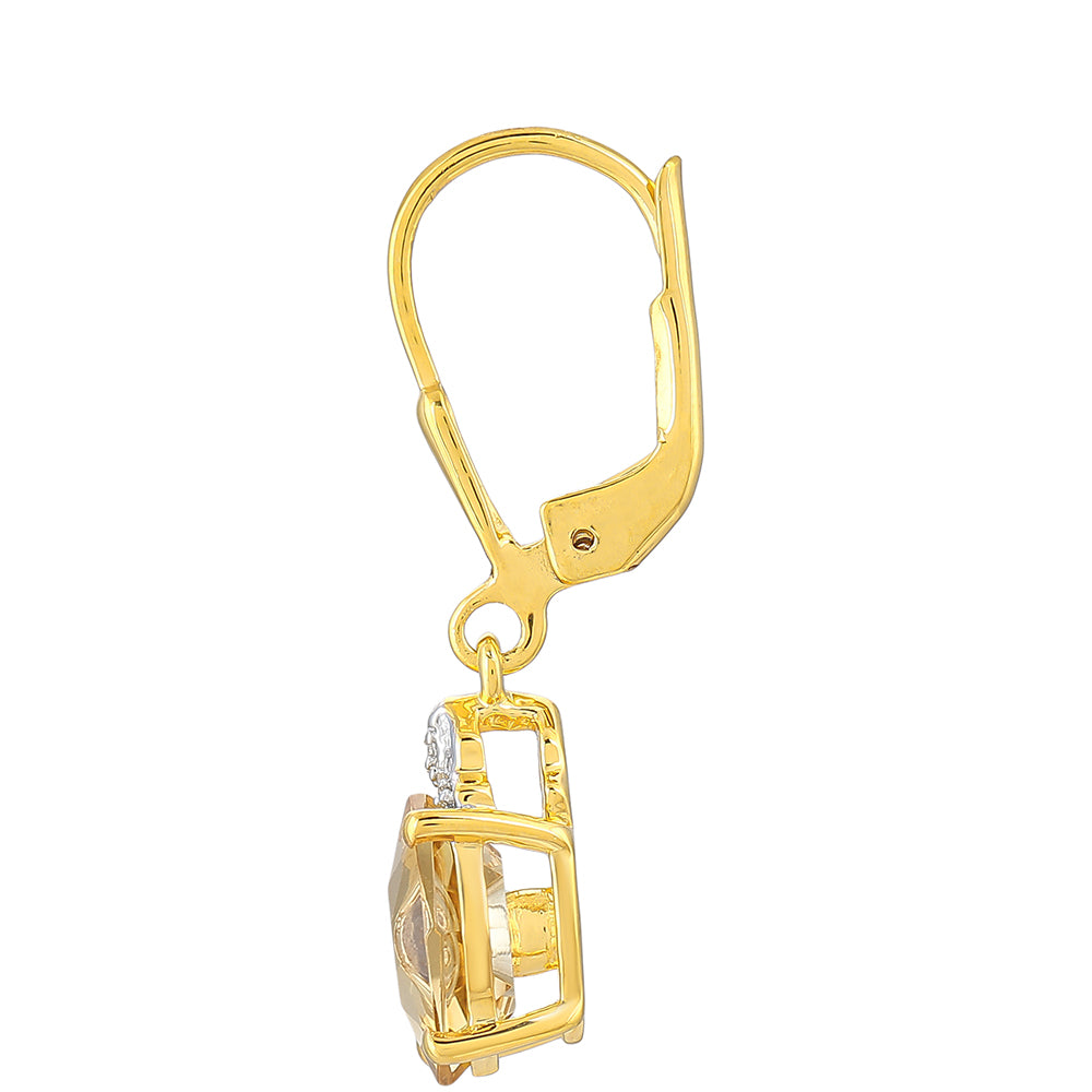 Goldplattierte Silberohrringe mit Tansanit und Champagnerquarz 2 