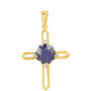 Goldplattierter Silberanhänger mit Thai blauem Saphir und weißem Topas