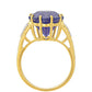Goldplattierter Silberring mit Thai blauem Saphir und weißem Topas