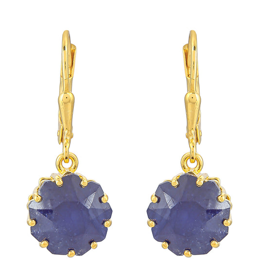 Goldplattierte Silberohrringe mit Thai blauem Saphir