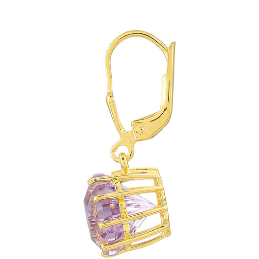 Goldplattierte Silberohrringe mit Rose De France Amethyst