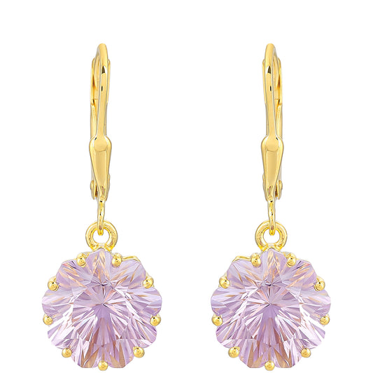 Goldplattierte Silberohrringe mit Rose De France Amethyst