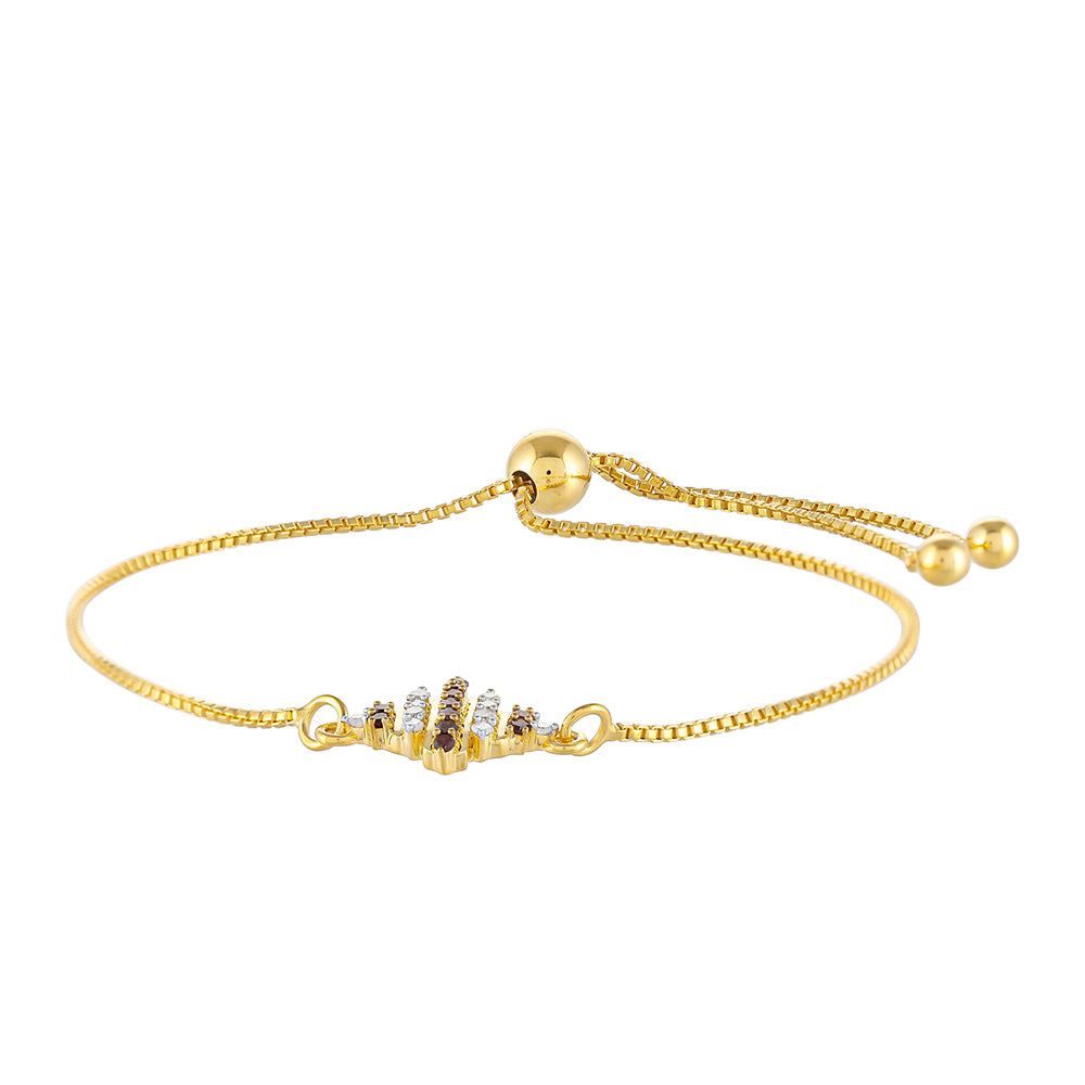 Goldplattiertes Silberarmband mit rotem Diamant und weißem Diamant 2 
